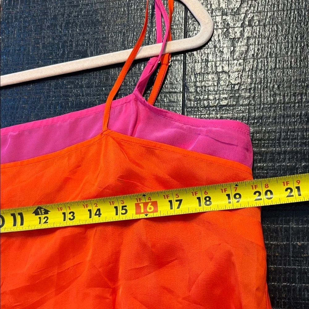 J. Crew Collection Bright Pink Orange Layered dresses w/ spaghetti straps Sz 14